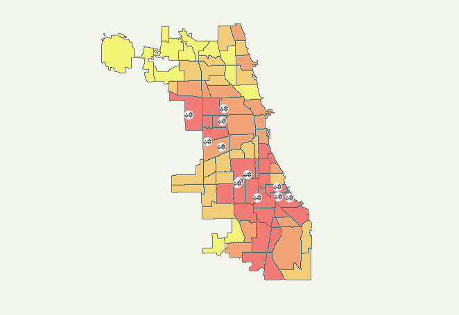 Violent Crime and Community Gardens in 2008-2009 Chicago Mapped